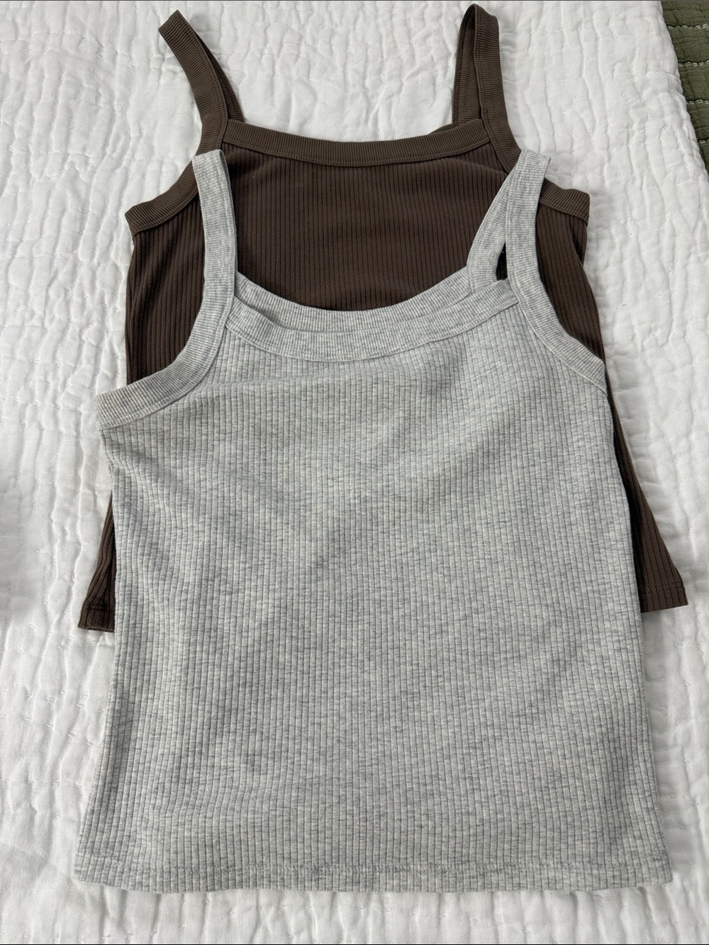 SO Ribbed Tank Tops in Gray and Brown